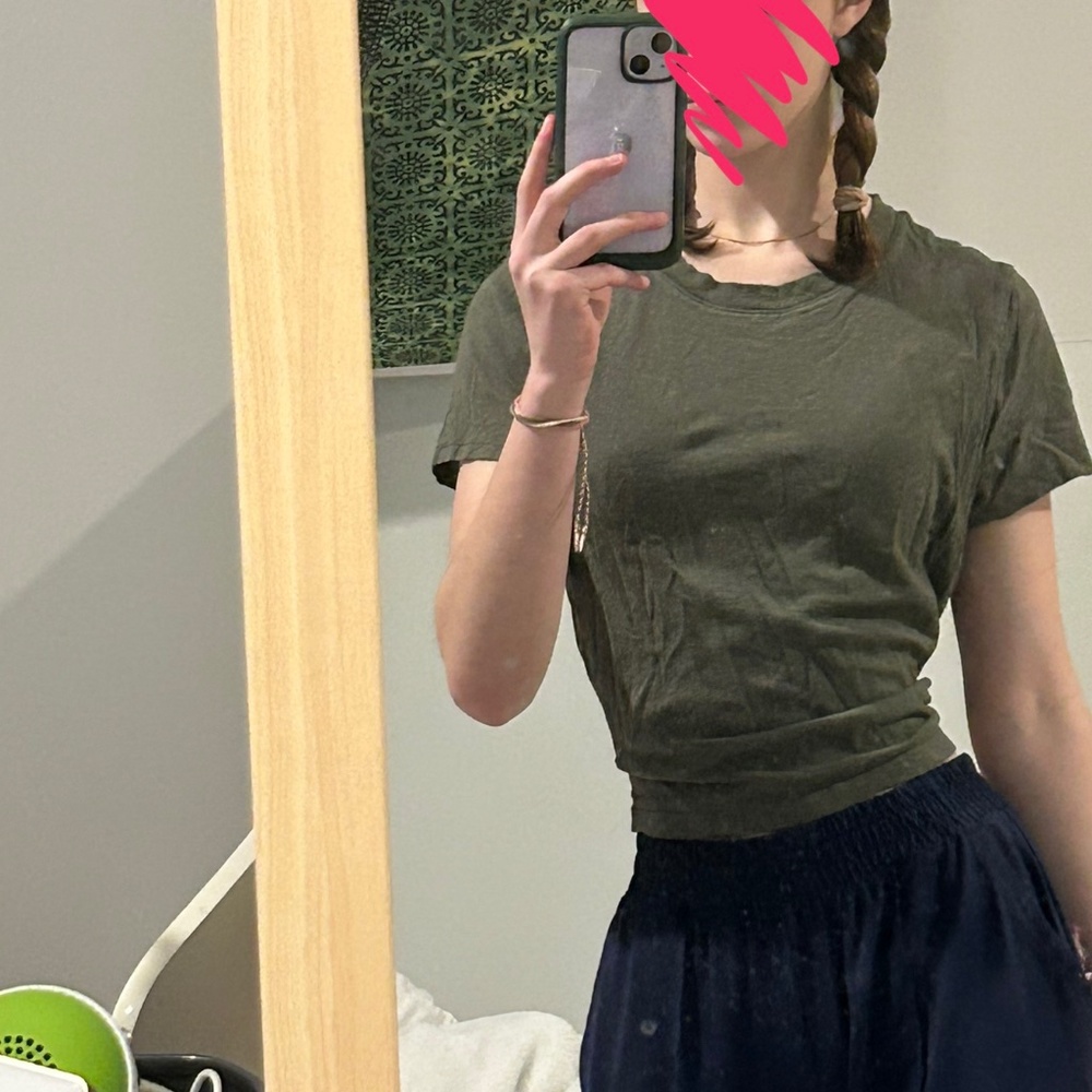 Olive Green Cropped Baby Tee